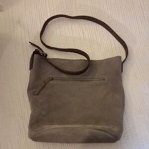 Chic Taupe Suede Shoulder Bag